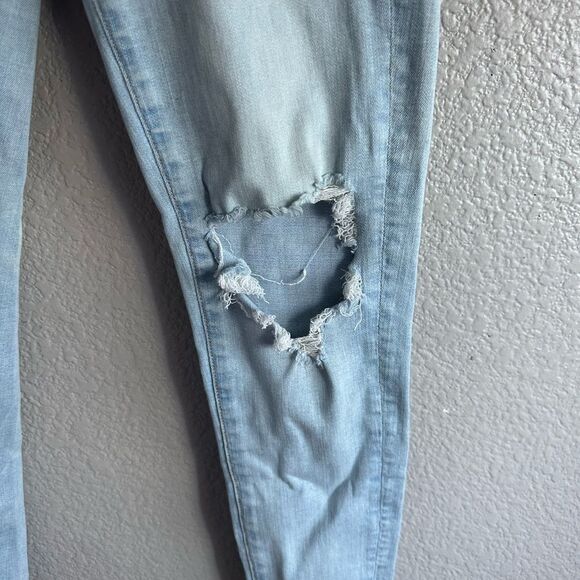 American Eagle Outfitters Light Blue Ripped Skinny Jeans - Picture 2 of 14